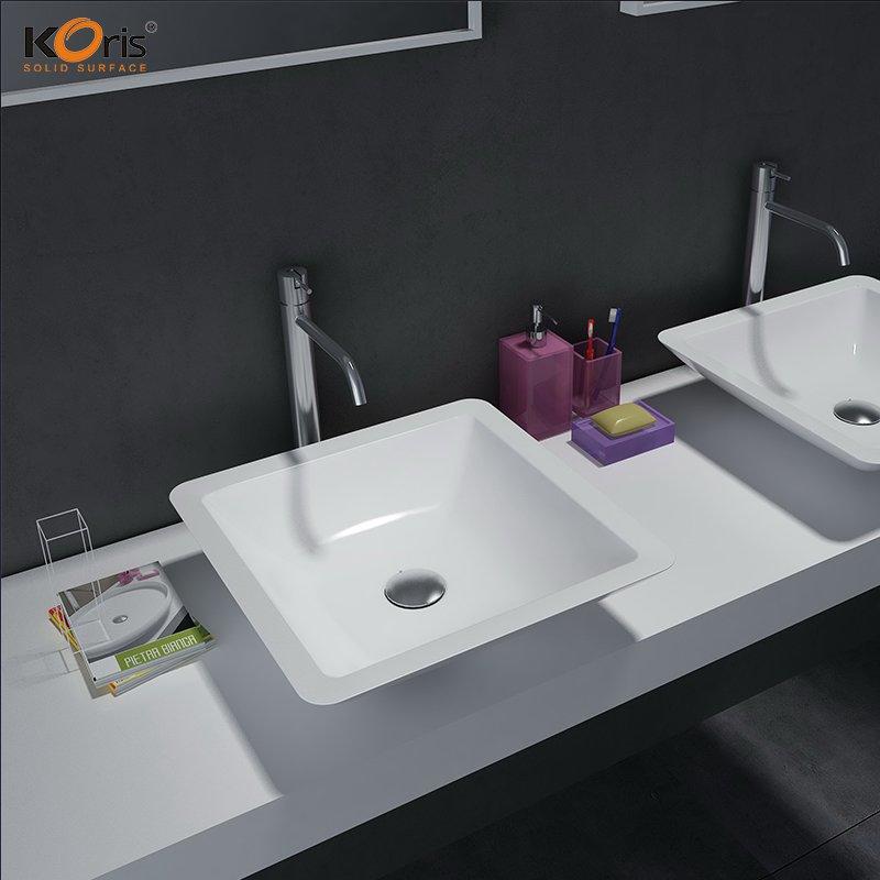 Acrylic Solid Surface Integrated Bathroom Sink And Countertop